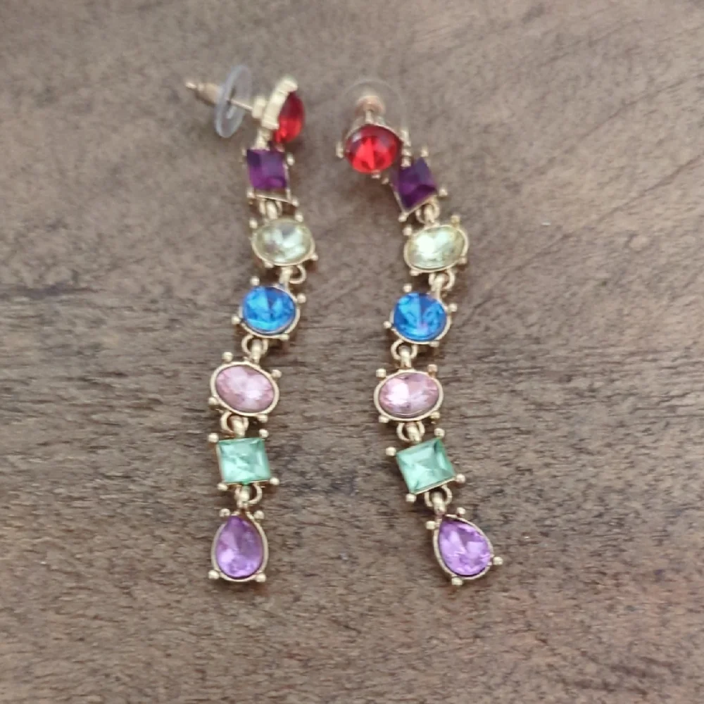 Multicolor Gemstone Drop Earrings - Picture 1 of 1
